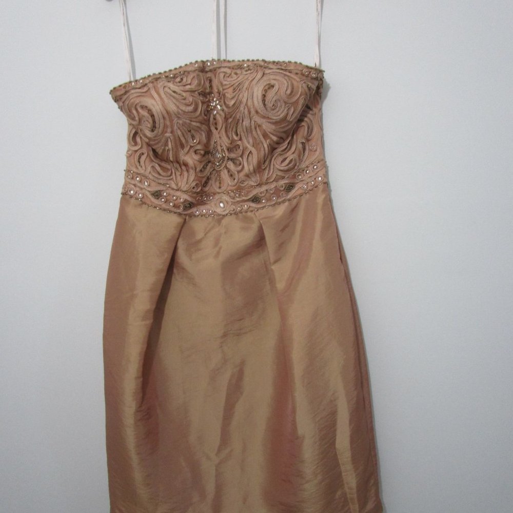 Bustier Cocktail Dress Strapless Beaded Bodice Wedding - Picture 6 of 9